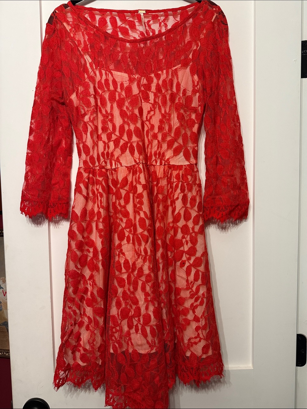 Free People Red Lace Midi Dress